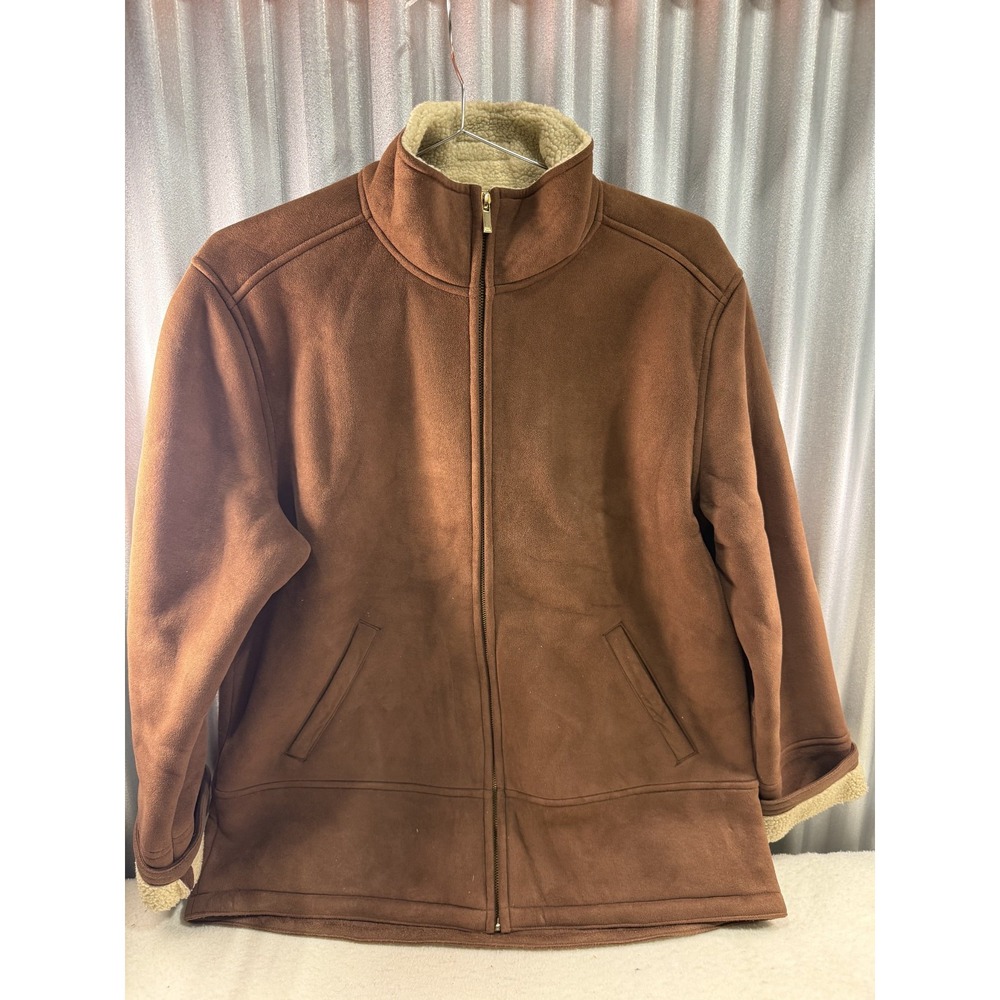 Lauren Ralph Lauren Women's Faux Suede Sherpa Lined Jacket Brown Size M